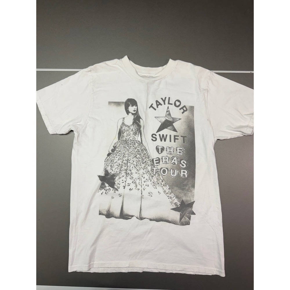 Taylor Swift The Eras Tour White Graphic T-Shirt S Concert Merch Distressed